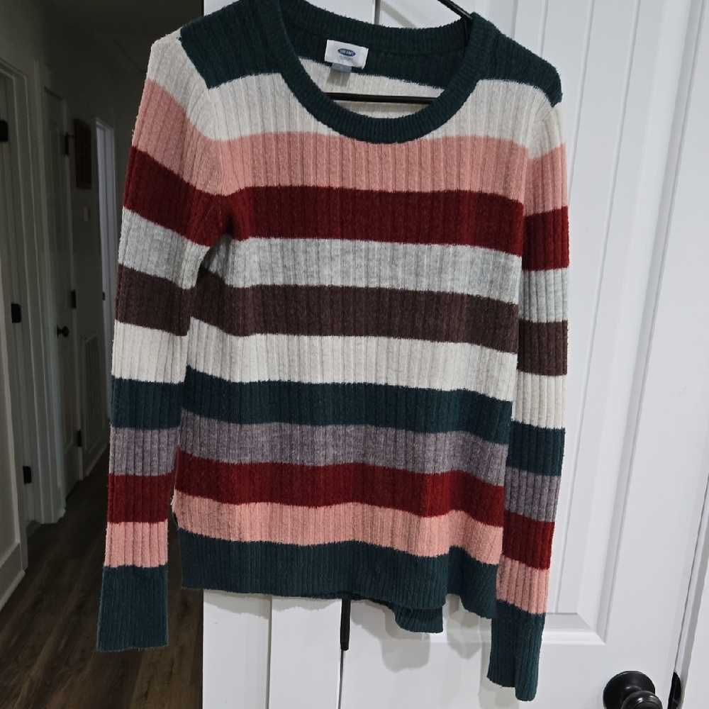 Old Navy Medium Tall Women's Striped Crew Neck Sweater - Multicolor